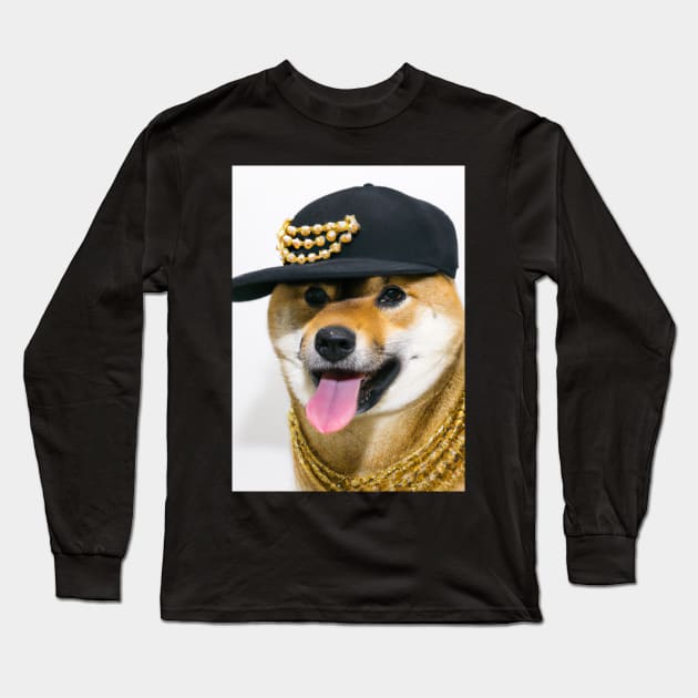 Cool Dog with Cap Long Sleeve T-Shirt by maxcode